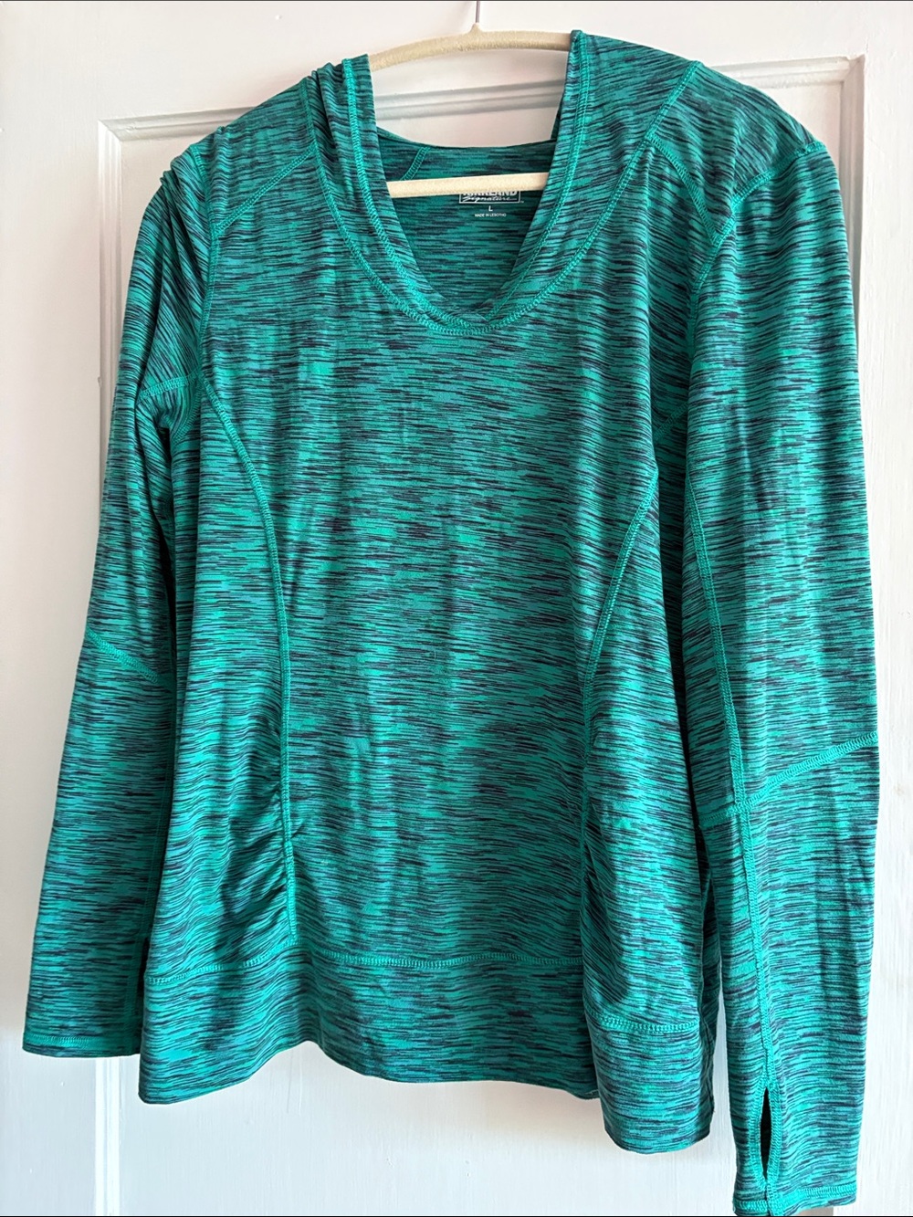Kirkland Signature Teal Space-Dye Long Sleeve Top